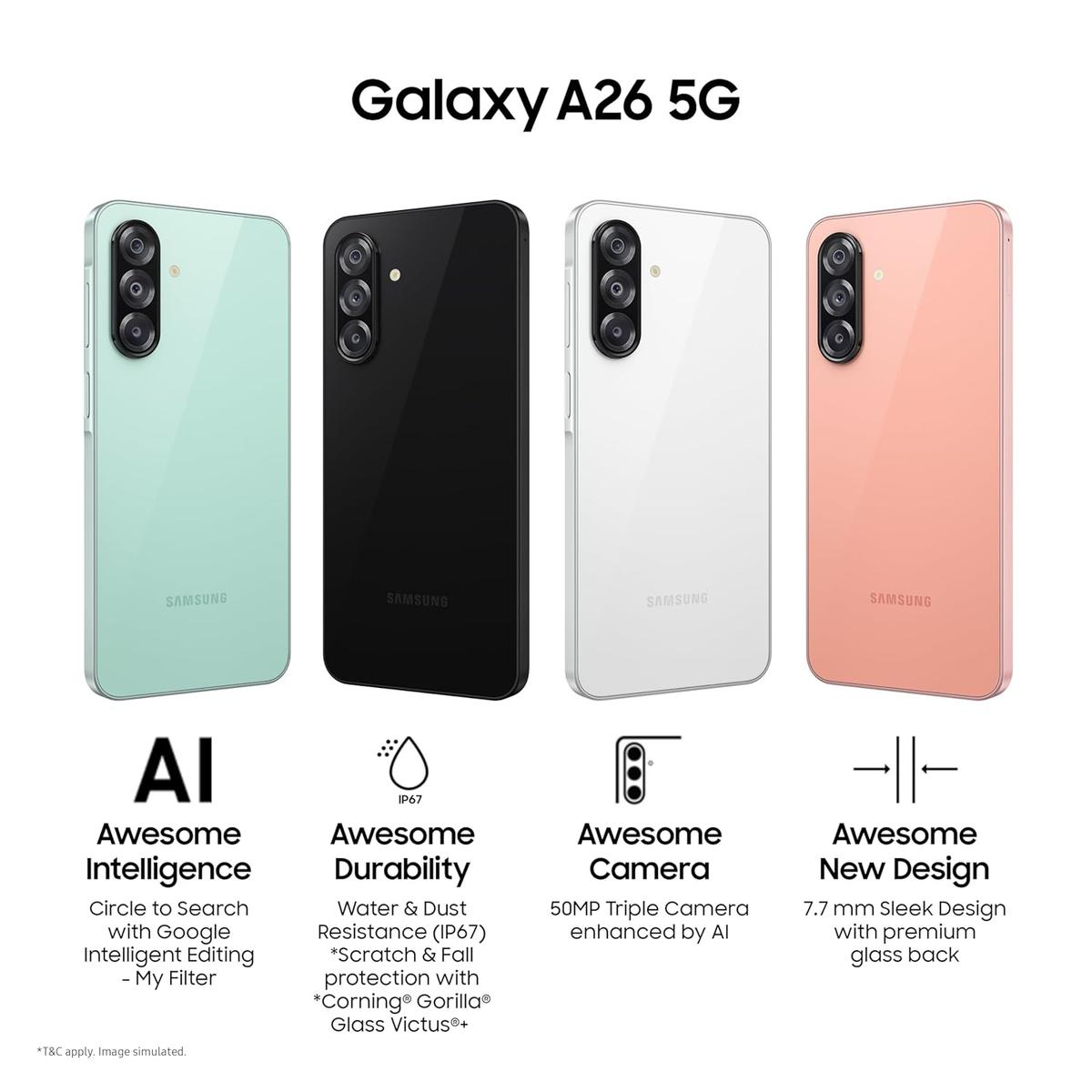 Samsung Galaxy A26 5G | 256GB Storage | 6GB RAM | 6.5" FHD+ Display | 50MP Camera | 5,000mAh Battery Brand new 1 year warranty. unlocked work with all carriers, photo 2 of 4
