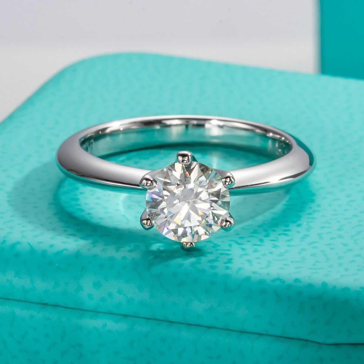 Sterling Silver 1.0ct Round Cut Mosanite Solitaire Ring D color vVS1 US3.5-US12.5, photo 4 of 8