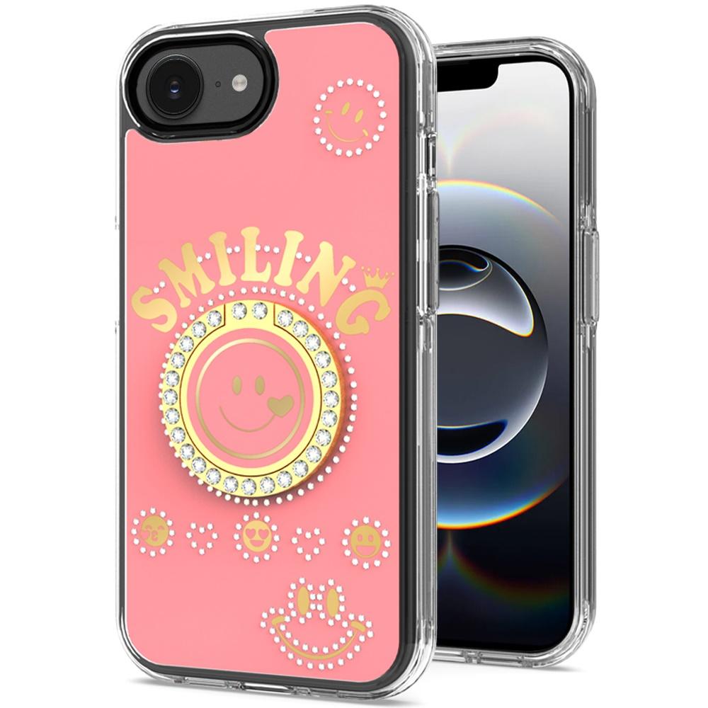 iPhone 16E (E Edition) / SE4 (2025) Smiling Glitter Ornament Bling Hybrid Case with 360° Ring Stand – Sparkly Dual-Layer Protection, photo 5 of 9