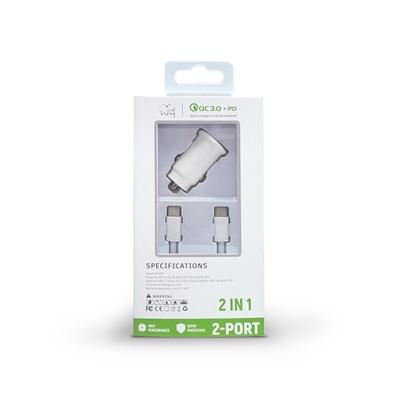 35W Fast Car charger 2 in 1 with Dual ports, C to C Cable, white, photo 2 of 4