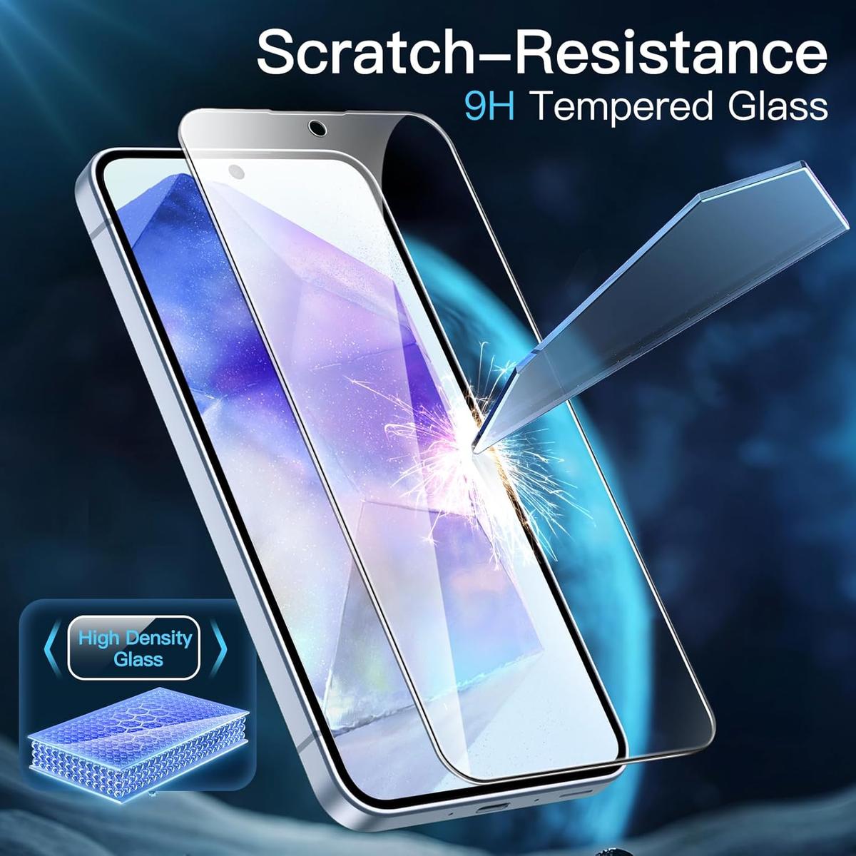 Pack of 3 Samsung Galaxy A55 Tempered Glass Screen Protectors – HD Clear, Anti-Fingerprint, Shatterproof & Easy Installation, photo 2 of 4