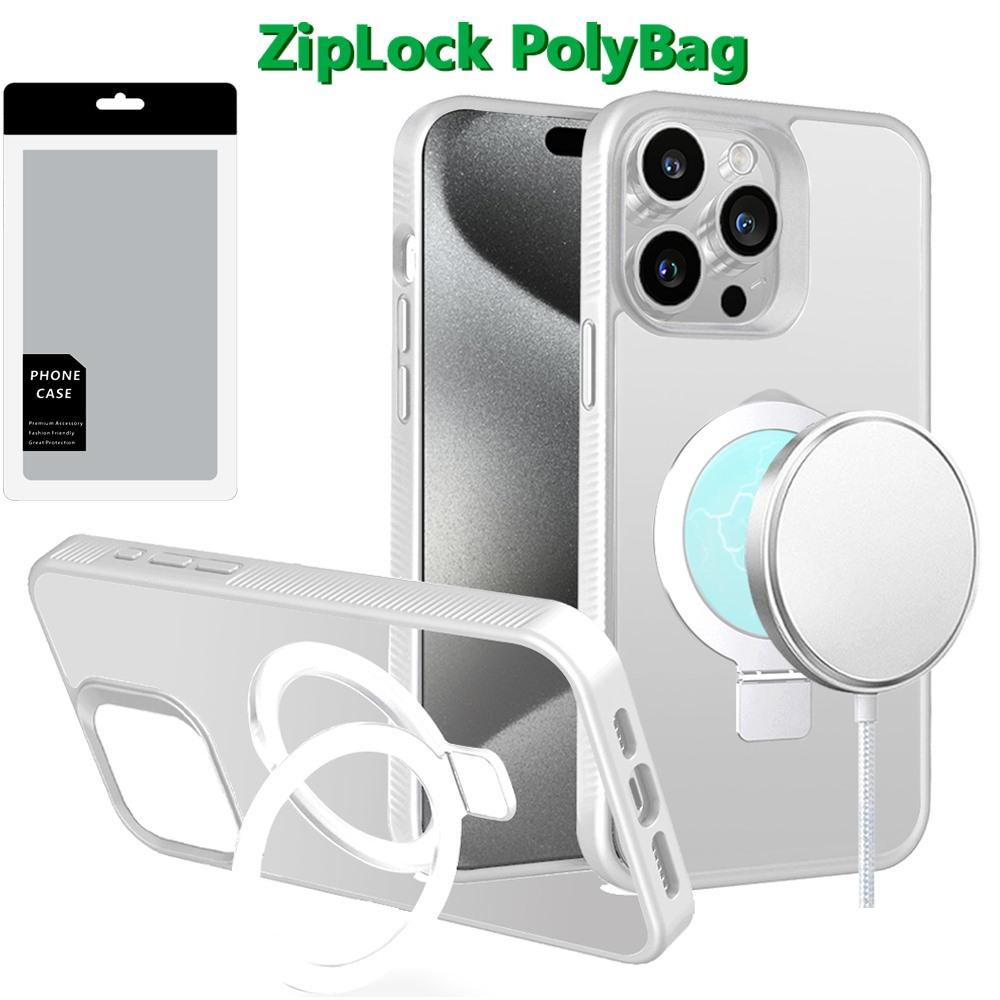 iPhone 15 Pro Max Skin-Touch Magnetic Hybrid Case – Soft Finish with Kickstand & Metal Ring