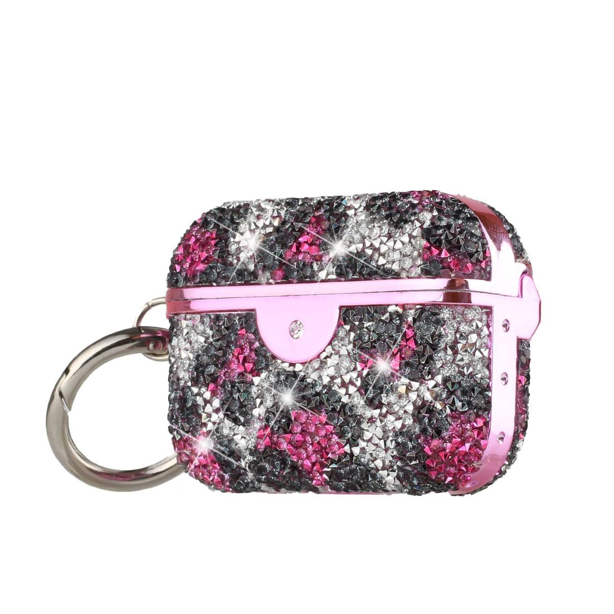 AirPods Pro Leopard Design Bling Glitter Diamond Case Cover - Purple