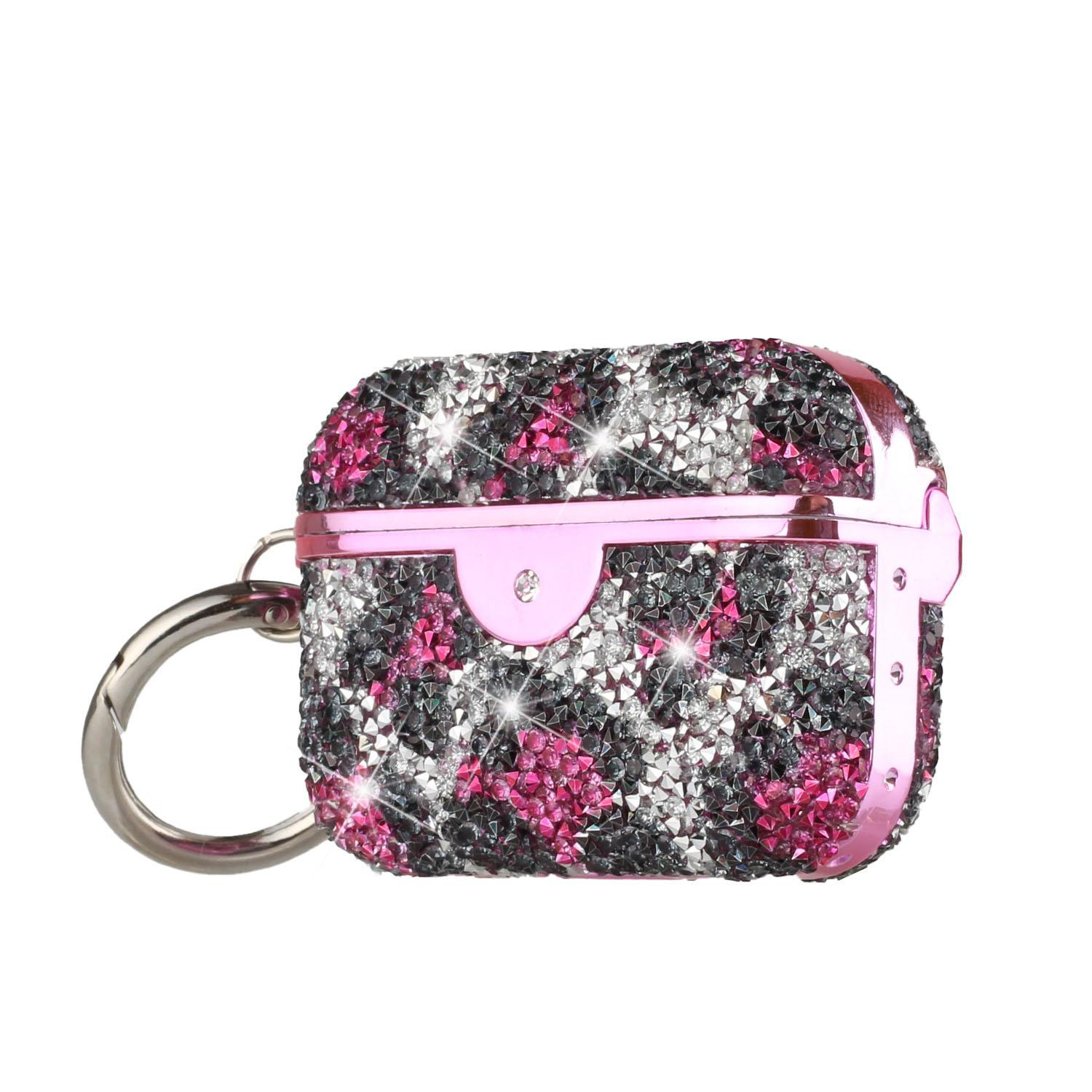 AirPods Pro Leopard Design Bling Glitter Diamond Case Cover - Purple