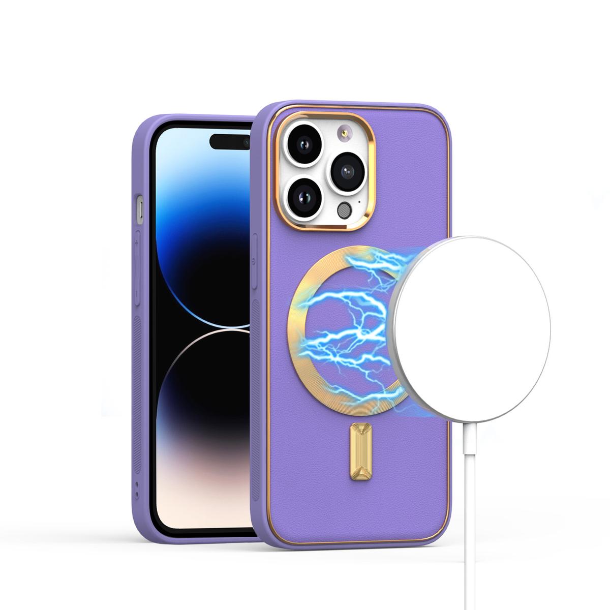 iPhone 15 Ultimate Quality PU Leather Hybrid Case Cover - Light Purple