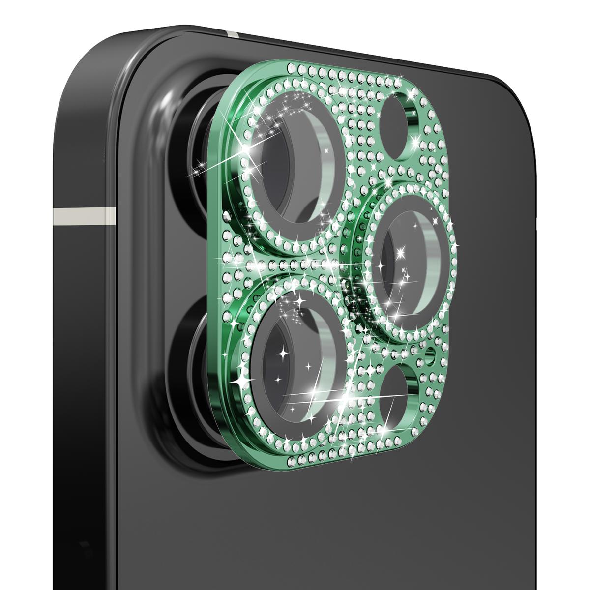 Apple iPhone 11 Pro/11 Pro Max Diamond Bling Camera Lens Full Tempered Glass - Midnight Green