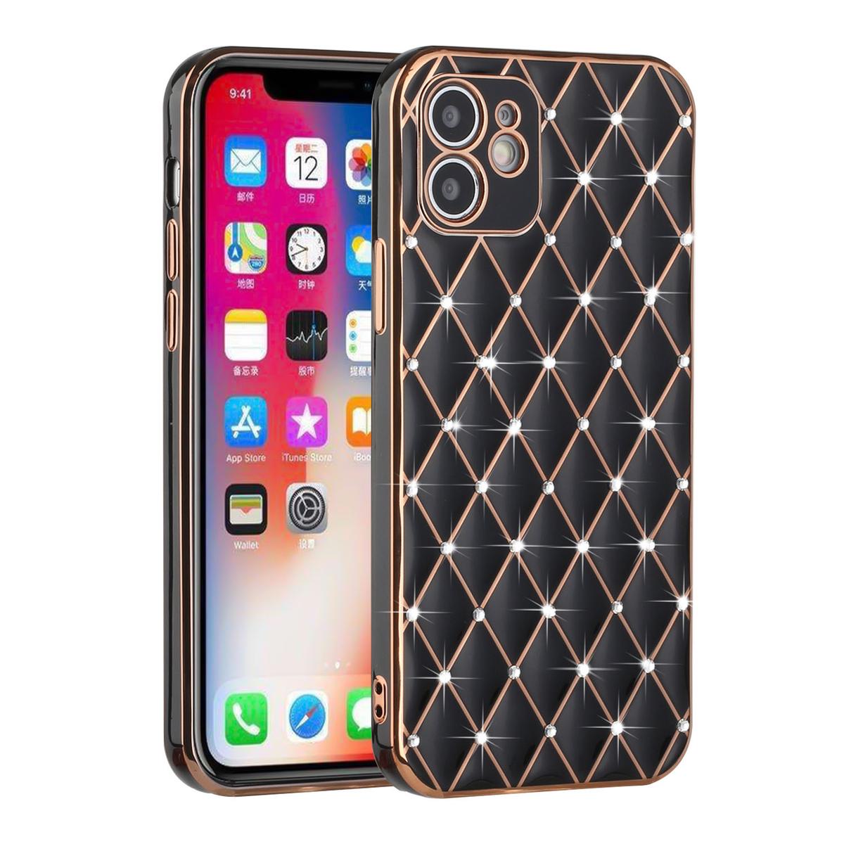 Apple iPhone 14 PRO 6.1" Electroplated Grid TPU Case Cover with Diamond Accents | Stylish Shockproof Design, photo 2 of 5