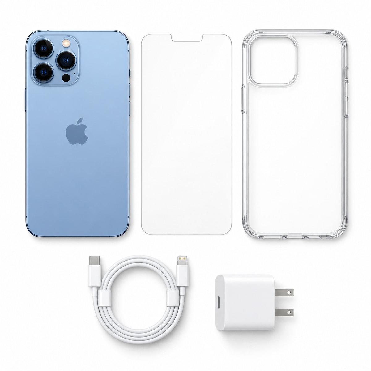 Apple iPhone 13 Pro Max 128GB Unlocked - Open Box, Excellent, 100% Battery - Bundle Deal with Case, Screen Protector, Cable & Power Adapter