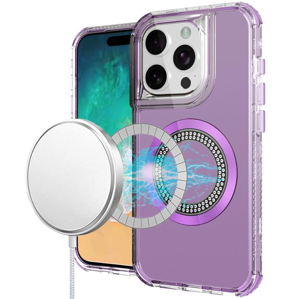 iPhone 16 Pro Max 6.9-Inch Magnetic Ring Circle Bling Chrome 3-in-1 Hybrid Case – Glitter Shockproof Cover with Kickstand & Car Mount Support, photo 5 of 7