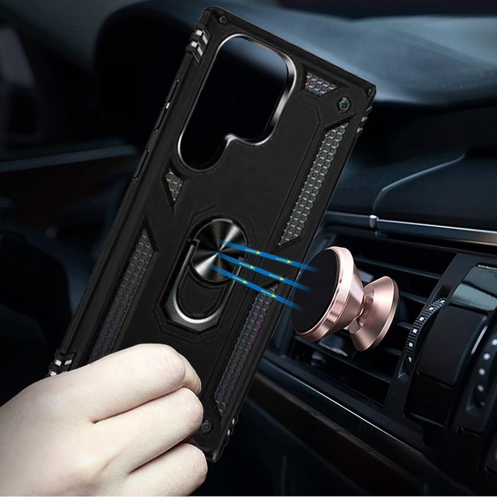 Samsung Galaxy s24 Ultra Ring Magnetic Kickstand Hybrid Case Cover - Black, photo 2 of 3