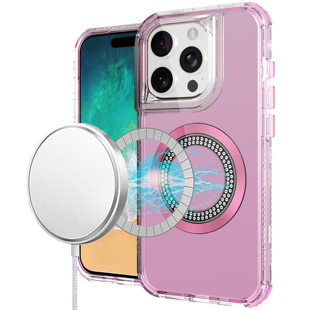 iPhone 16 Pro Max 6.9-Inch Magnetic Ring Circle Bling Chrome 3-in-1 Hybrid Case – Glitter Shockproof Cover with Kickstand & Car Mount Support, photo 3 of 7