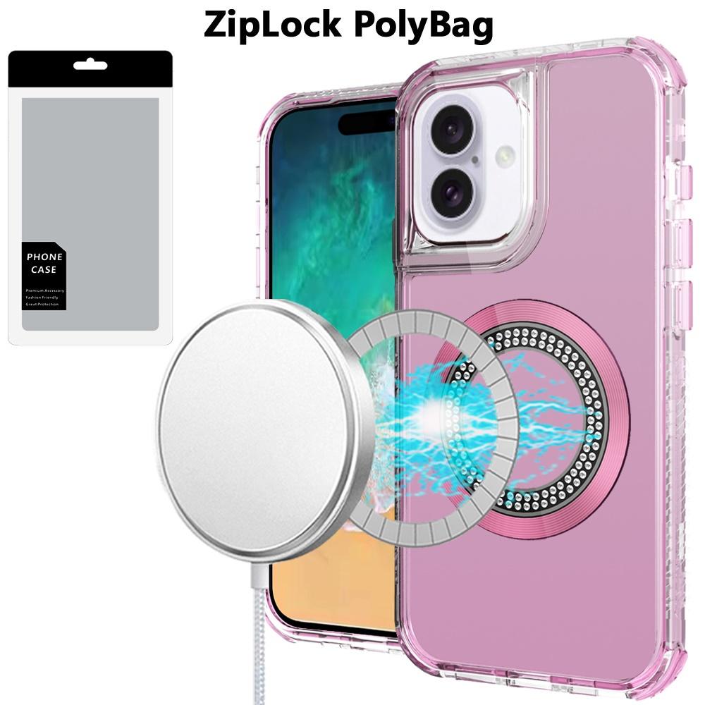 iPhone 16 Plus 6.7" Bling Chrome 3-in-1 Hybrid Case | Magnetic Ring Stand with Glitter Accents & Shockproof Protection, photo 3 of 6