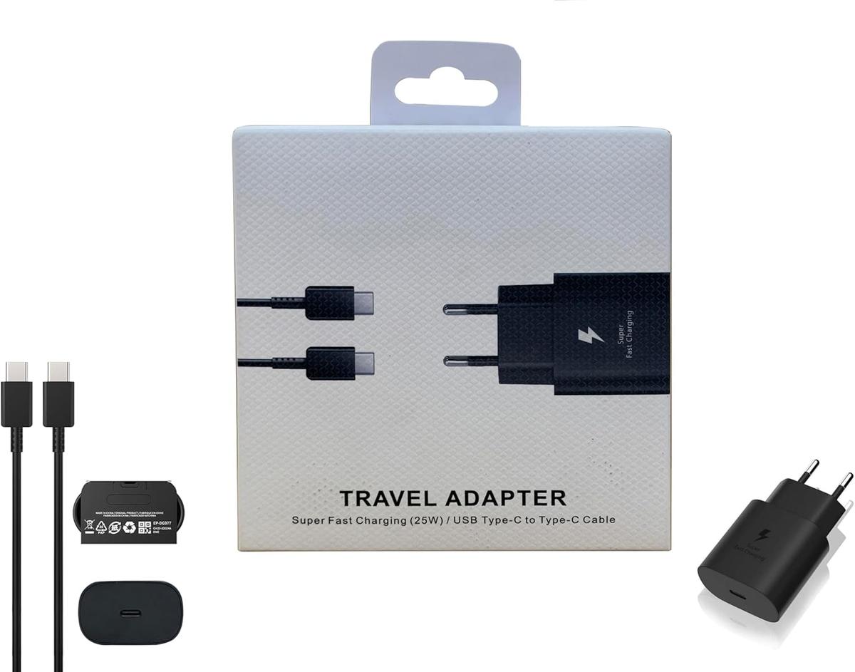 D.Square Type C Charger 25W Black Fast Charge with USB Cable C-C 1m/3.3ft / PD 3.0 Type C Compatible with iPad Pro, iPad Air 4th, iPad Mini 6th, Google Pixle 5/4, Galaxy, Huawei