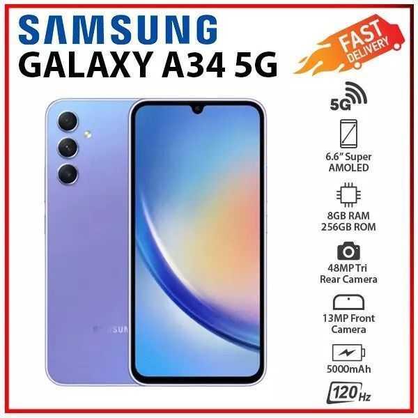 Samsung Galaxy A34 5G 128GB Awesome Lime Dual SIM Android (Unlocked) Smartphone