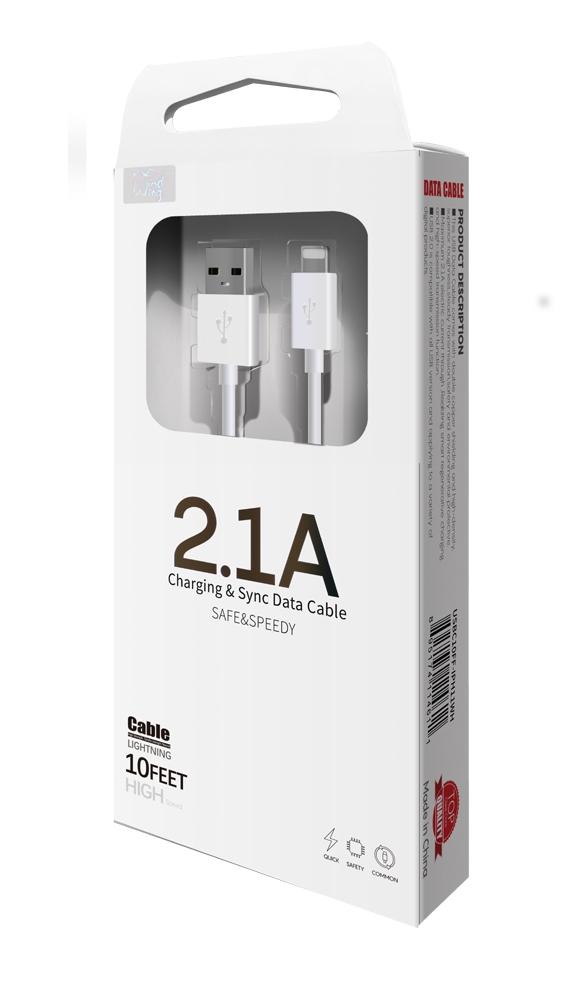 High Quality 10-Feet Rubberized iPhone Lightning 8 Pin Cable Cord in White, photo 5 of 5