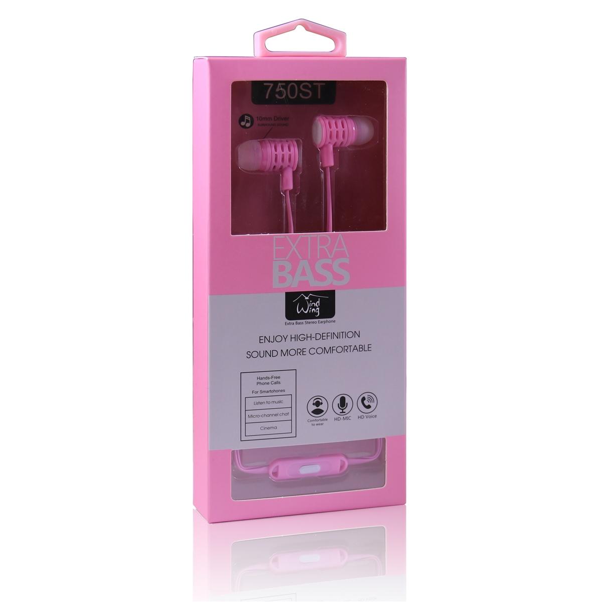 Universal 3.5mm Stereo Hands Free w/Extra Bass 750ST - Pink