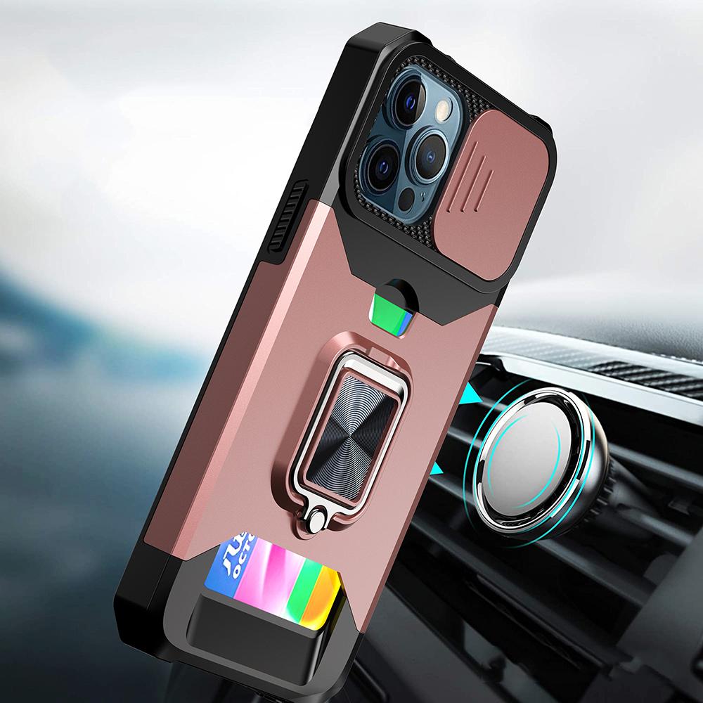 iPhone 15 Multi-Functional Card Holder Hybrid Case with Magnetic Ring Stand & Camera Protection, photo 3 of 7