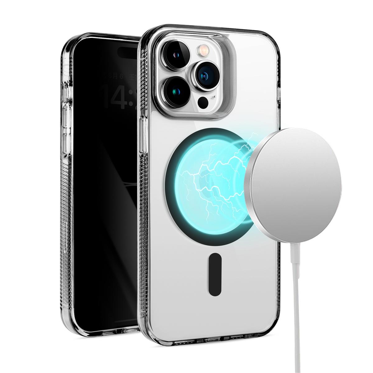 iPhone 15 PURE Transparent [Magnetic Circle] High Quality Ultra Thick Hybrid - Black