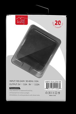 TYPE-C AND USB TRAVEL CHARGER 20W