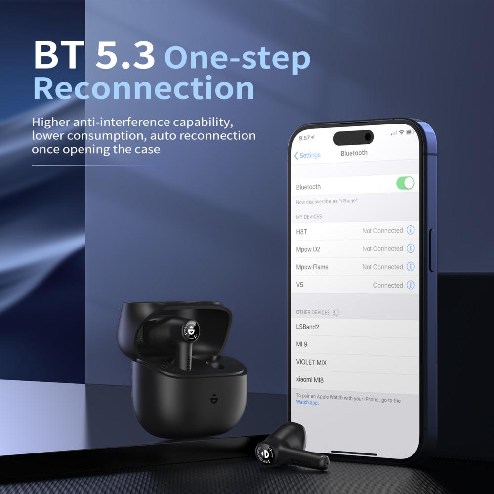 CHOETECH BH-T19 TRUE WIRELESS EARBUDS - 5.3 VERSION - 4 HOURS PLAY TIME - SMART TOUCH - BLACK, photo 2 of 5
