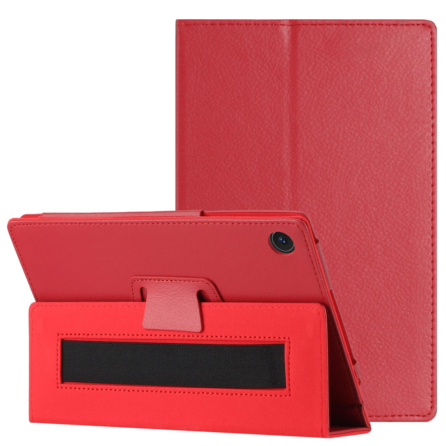 TCL Tab 8 LE Tablet Premium PU Vegan Kickstand Case Cover - Red