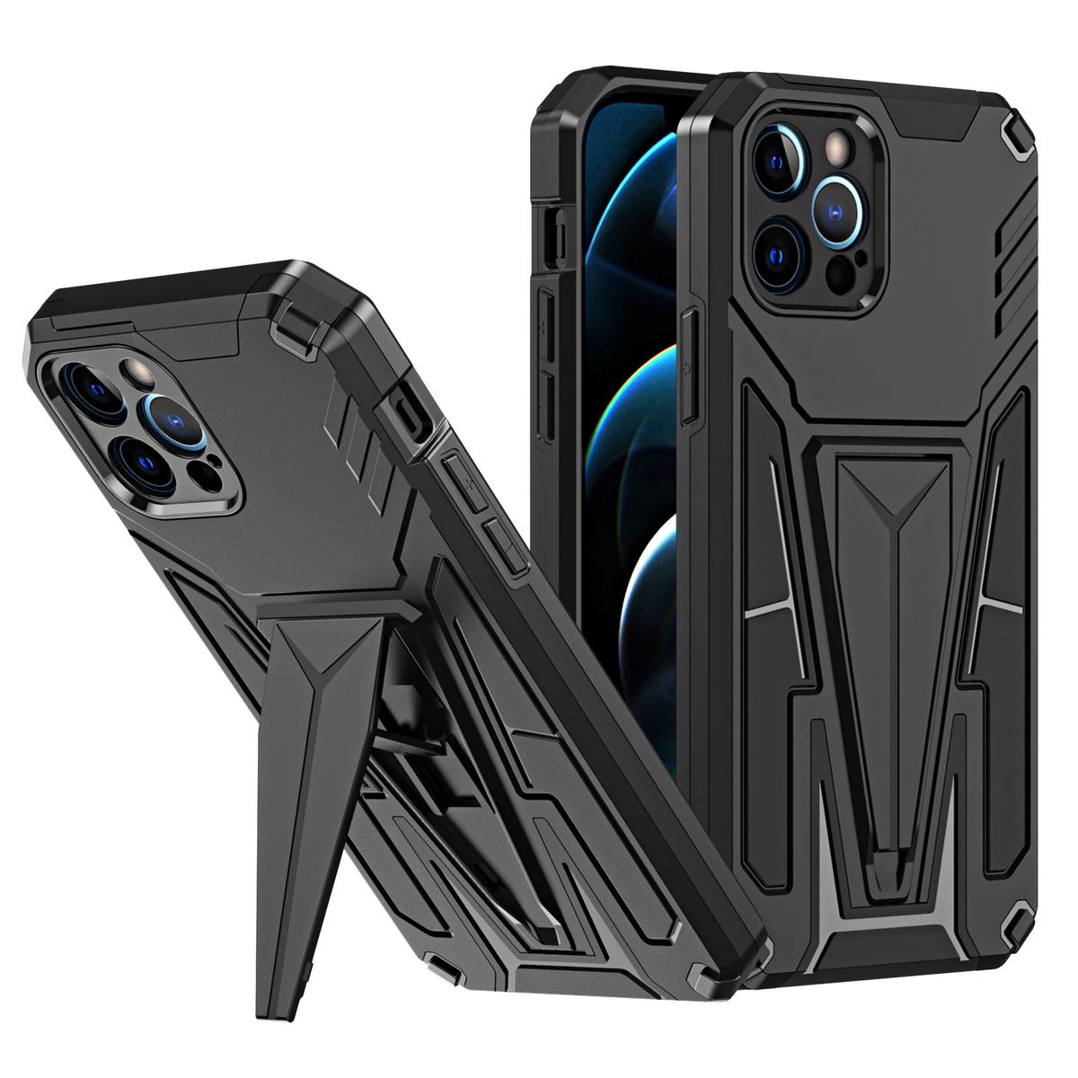 iPhone 15 Alien Design Shockproof Kickstand Magnetic Hybrid Case Cover - Black