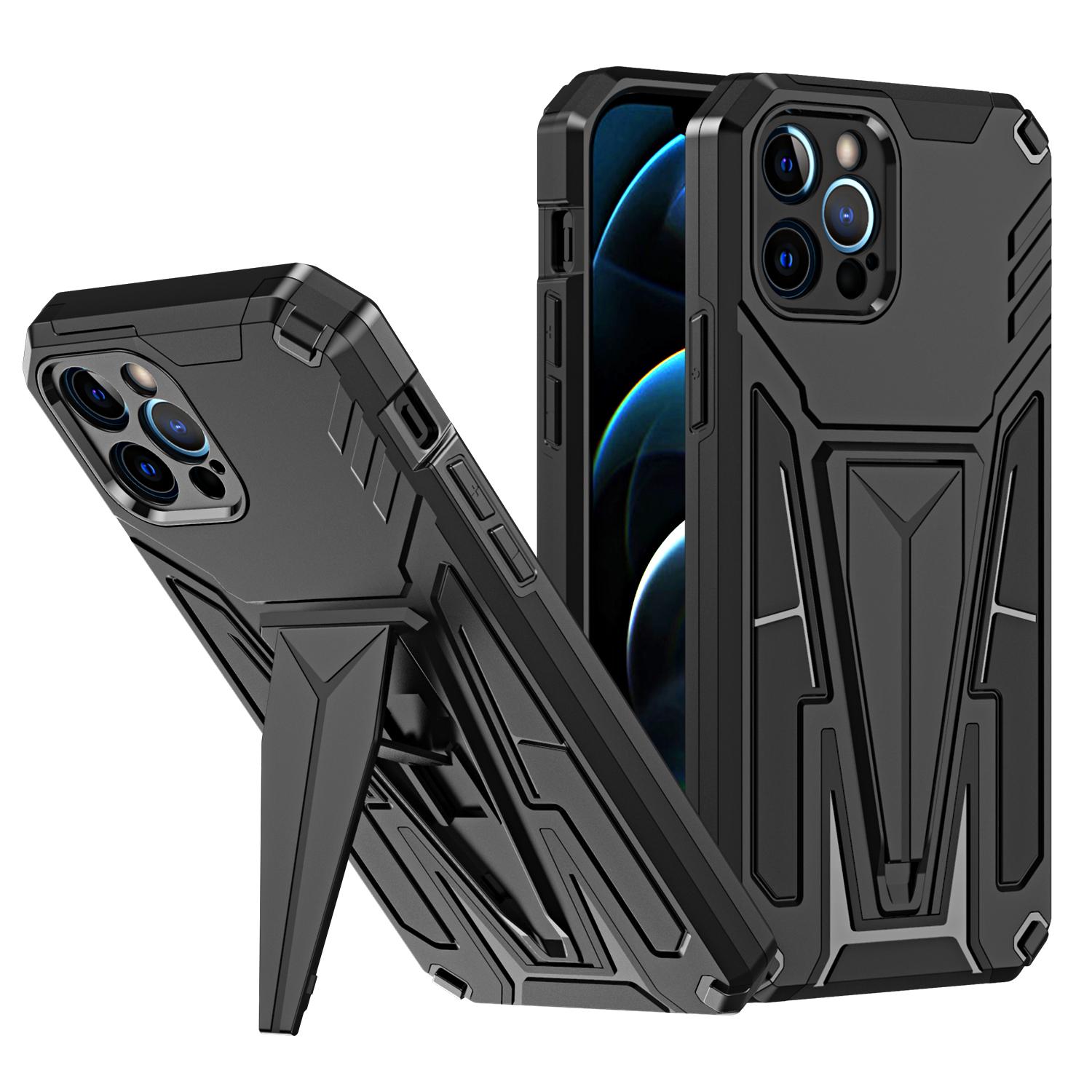 iPhone 15 Alien Design Shockproof Kickstand Magnetic Hybrid Case Cover - Black