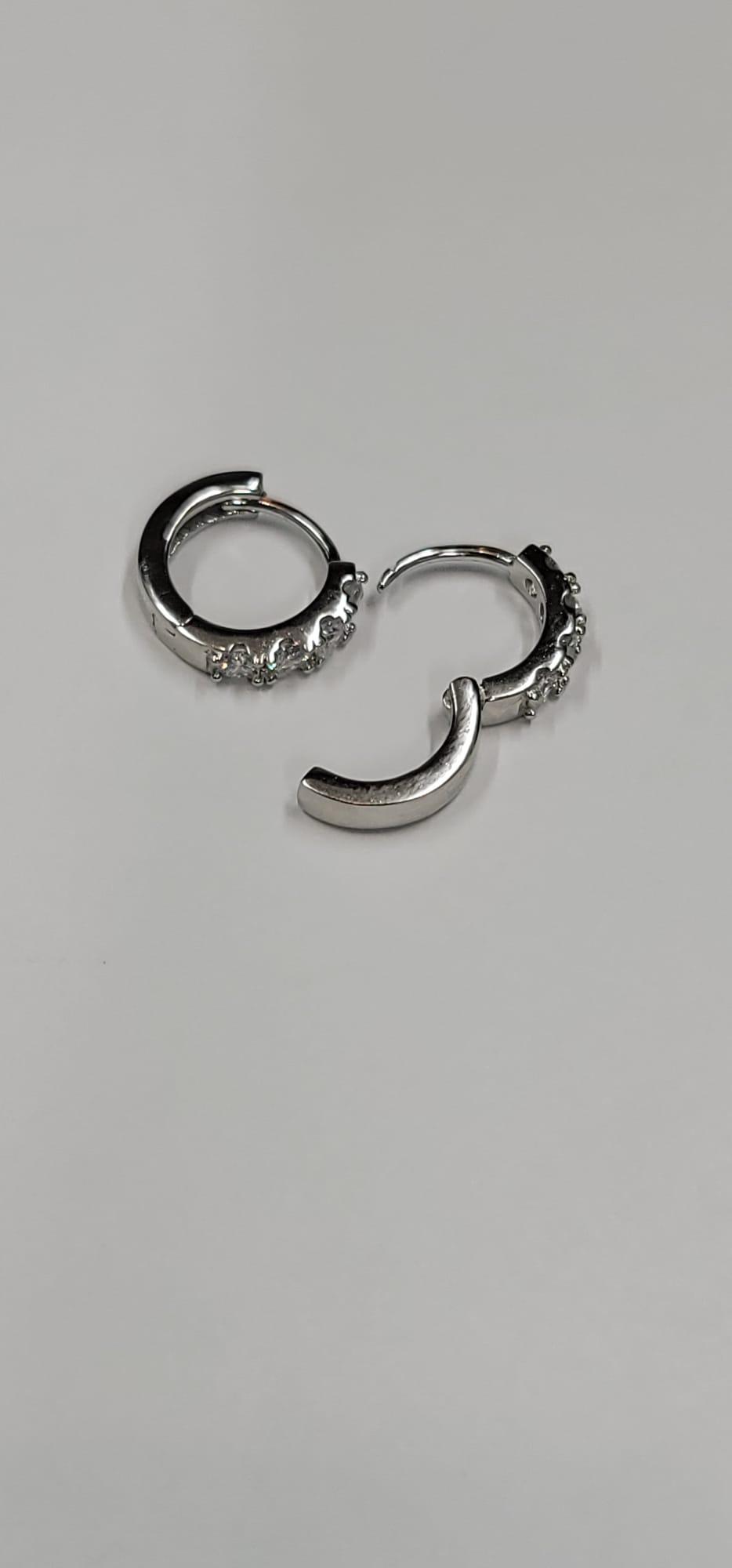 S925 Sterling Silver Moissanite Hoop Earrings, Brilliant Round Cut Lab, photo 2 of 3