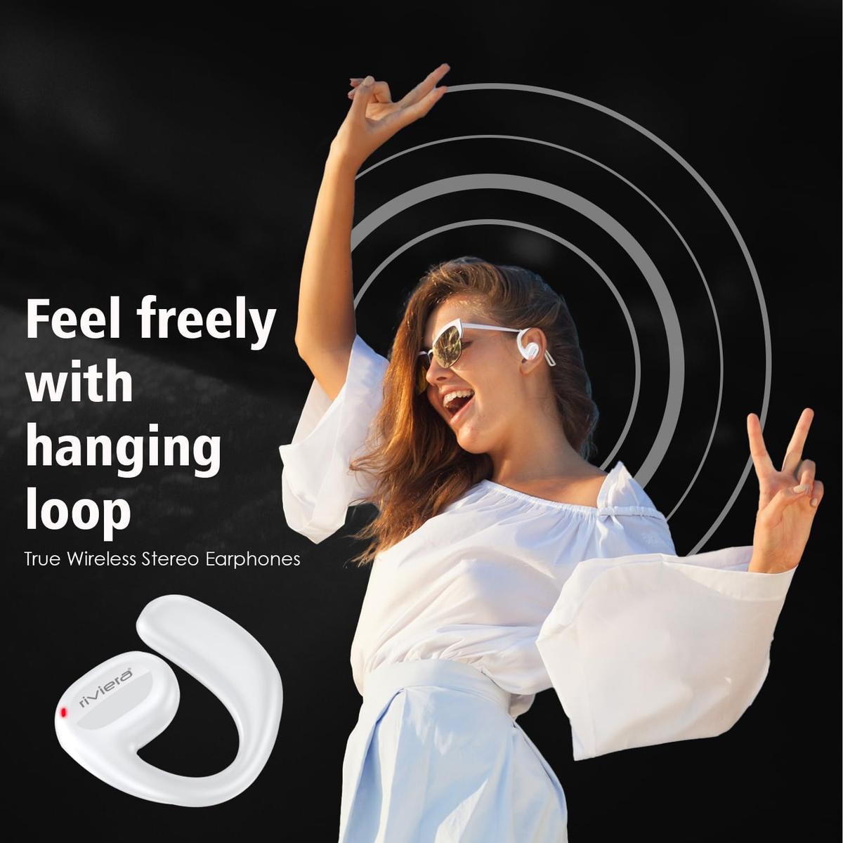 Riviera R013 Earbuds with 25H Music Playtime 5.2 Bluetooth Earbuds with Built-in Mic, IPX4 Waterproof Headset LED Display for Sport, Workouts, Running, Cycling(White), photo 3 of 6