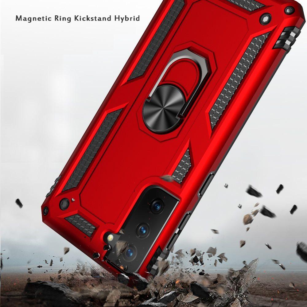 Samsung s21 Ultra, s30 Ultra Ring Magnetic Kickstand Hybrid Case Cover - Red, photo 2 of 4