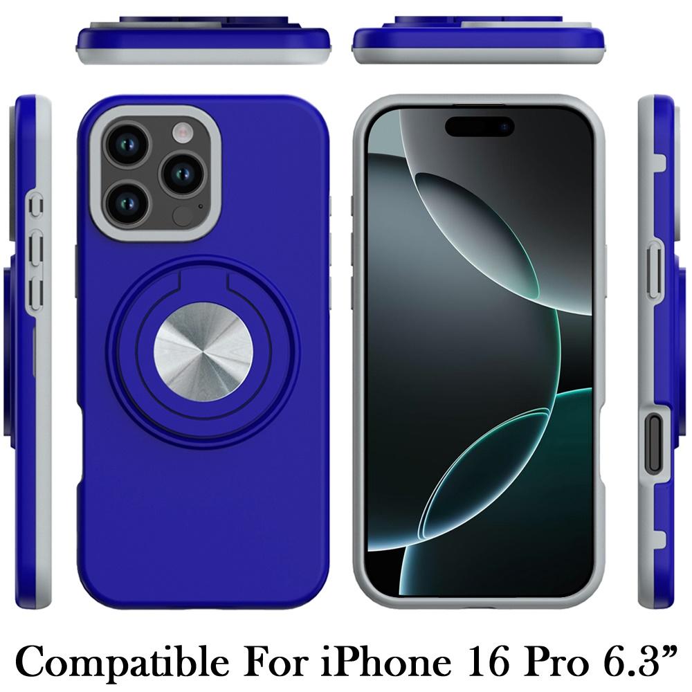 iPhone 16 Pro 6.3" Metal CD Pattern Hybrid Case | Matte Finish with 360° Rotational Ring & Car Mount Compatibility, photo 4 of 6