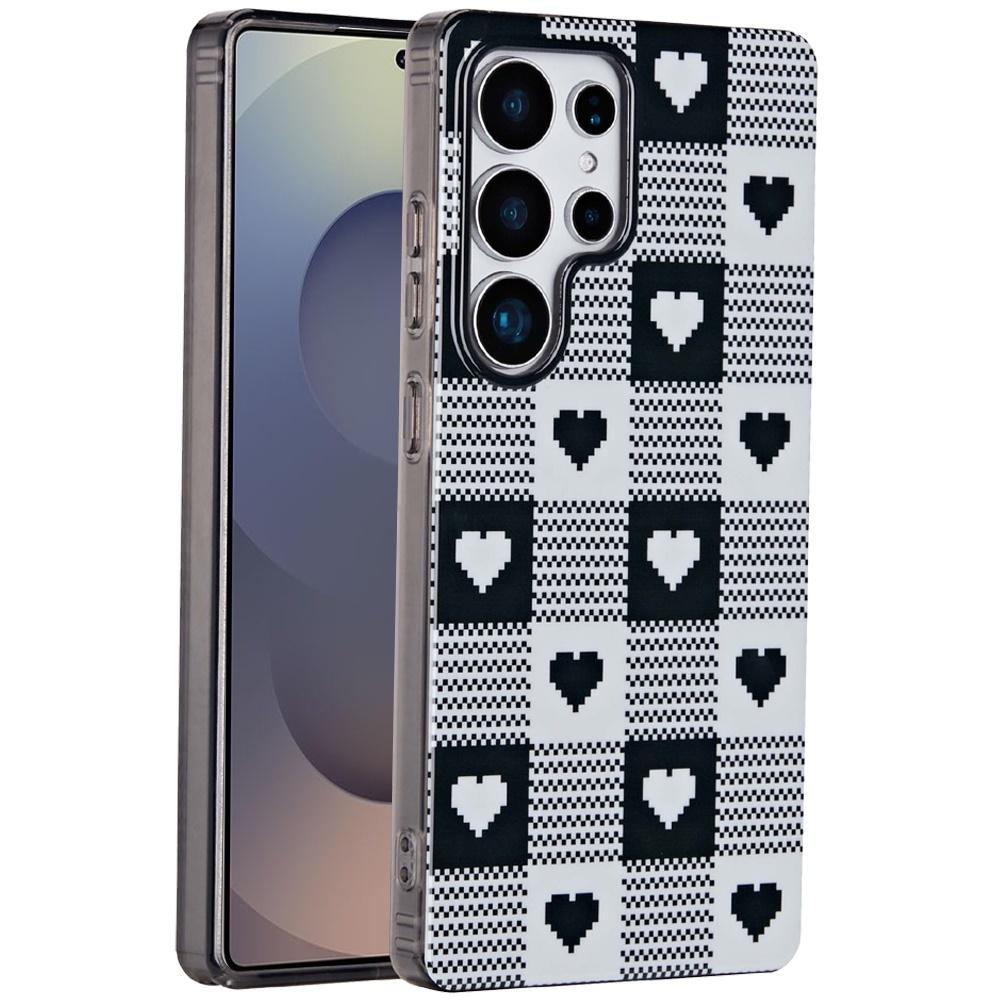 Pixelated Hearts Pattern Protective Phone Case for Samsung Galaxy S25 Ultra, photo 2 of 3