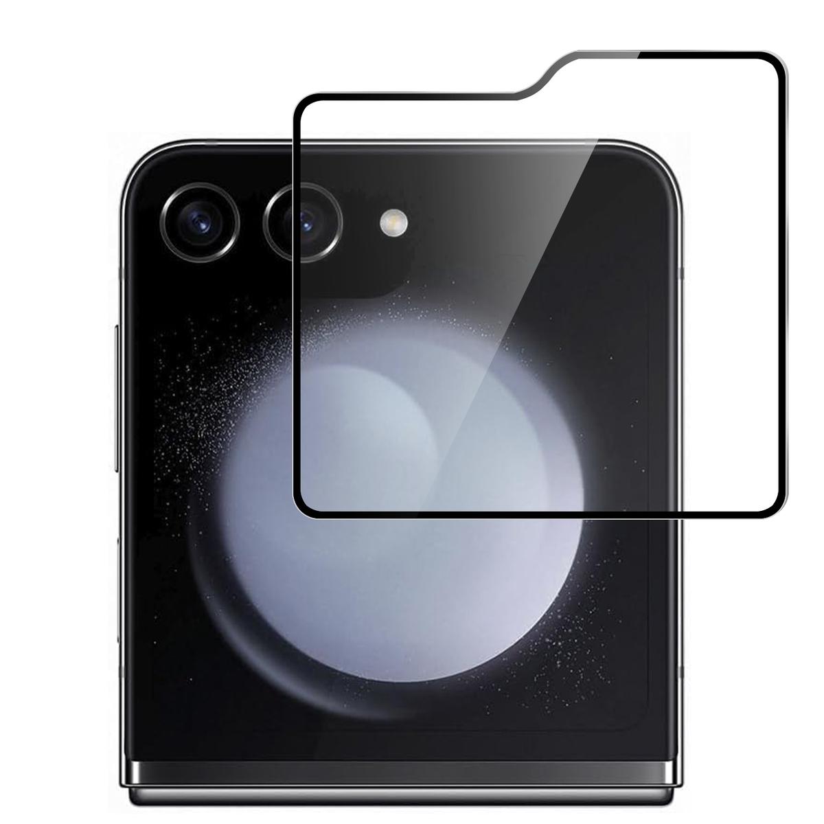 Samsung Z Flip 6 Bulk White Paper Card Package Black edged Tempered Glass (Outside Glass Screen Protector)