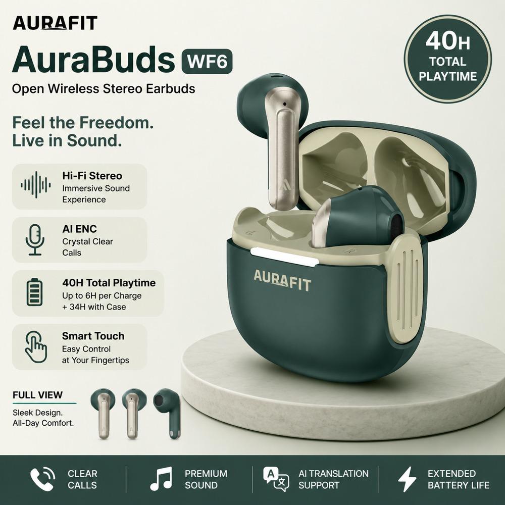 Aurafit AuraBuds WF6 Open Wireless Stereo Earbuds