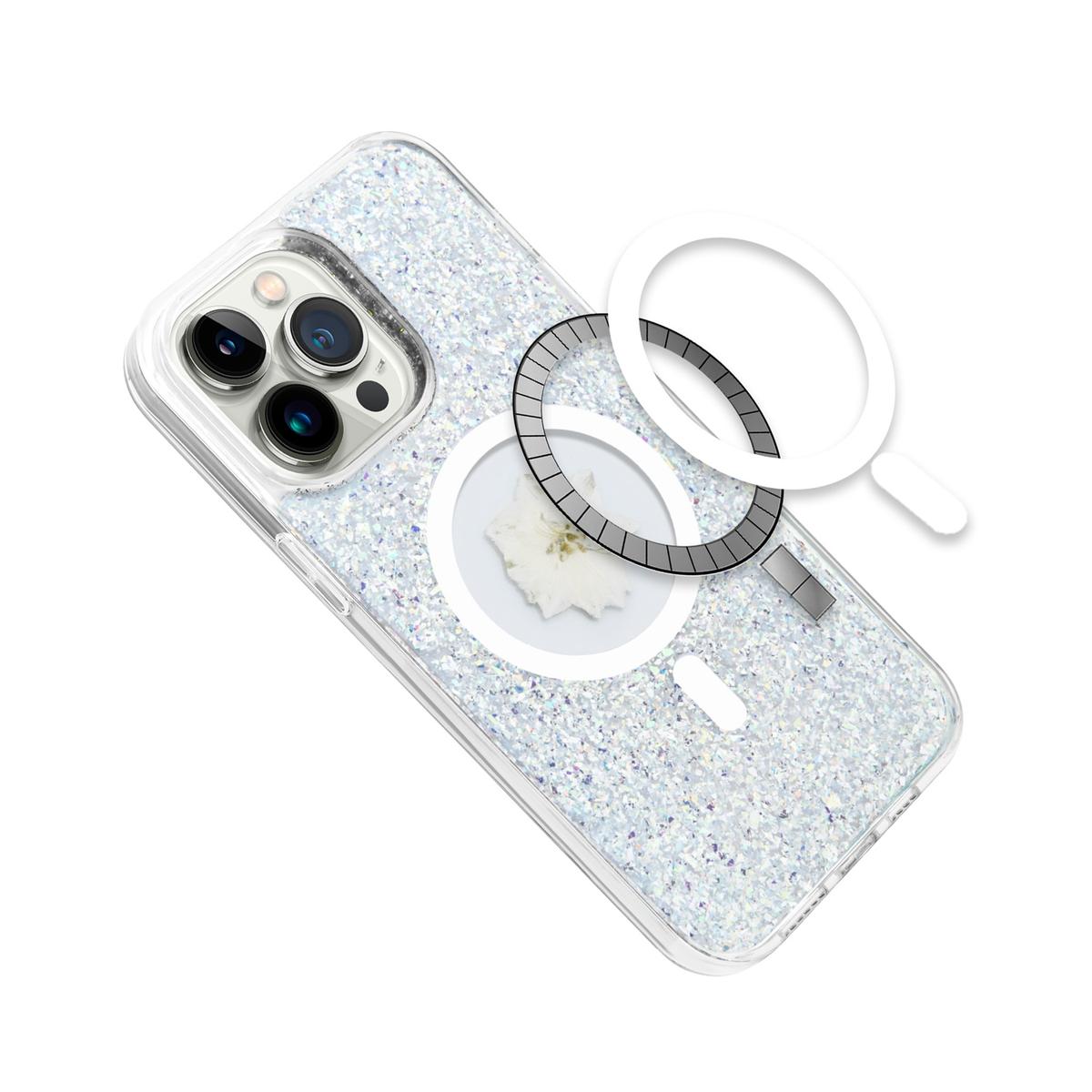 iPhone 13/14 Magnetic Ring Circle Real Flower Epoxy Glitter Hybrid Case – Floral Elegance Meets Functional Grip, photo 14 of 15