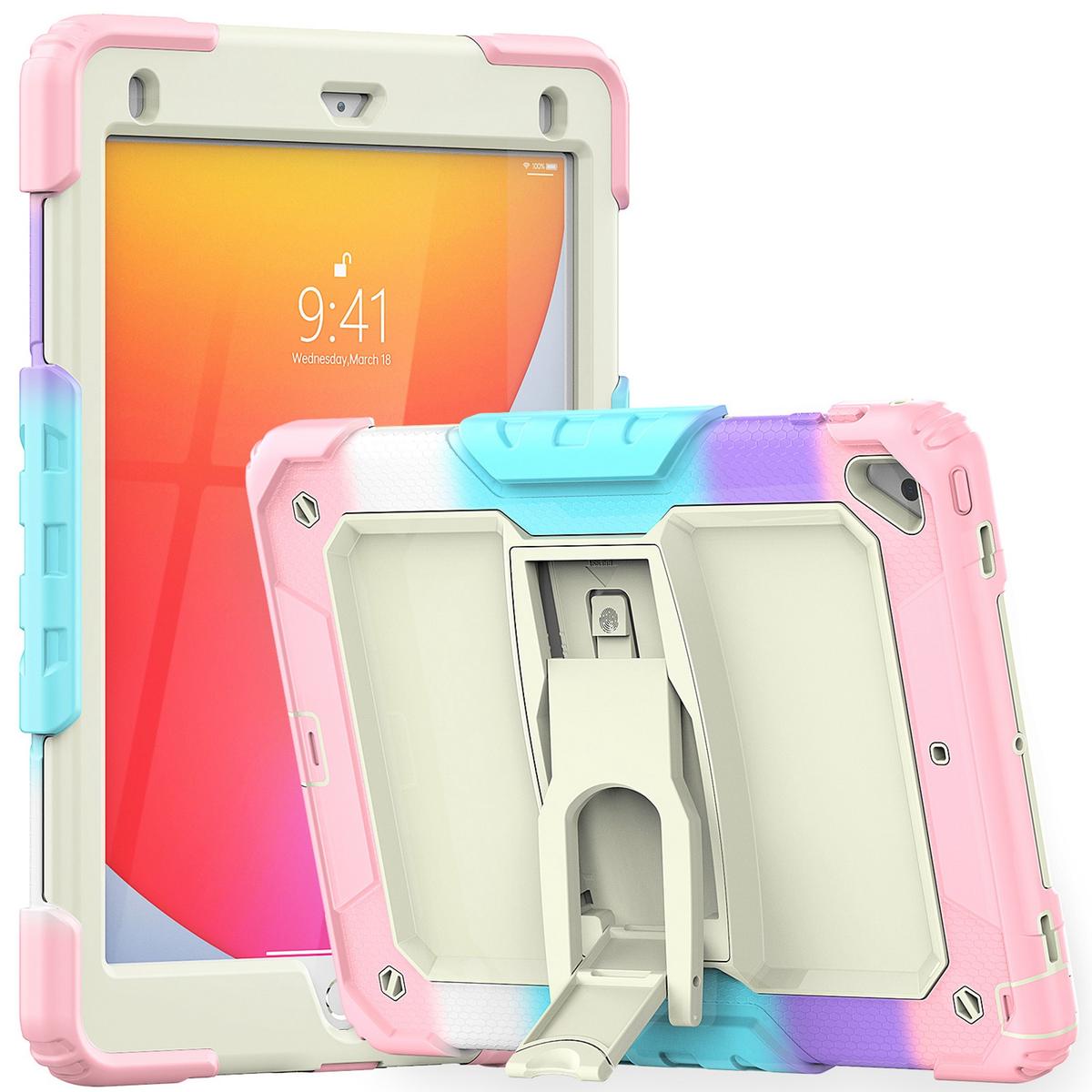 Apple iPad Pro 11inch 2024 Heavy Duty Full Body Rugged Tablet Kickstand Case Cover - Beige/Camo Pink