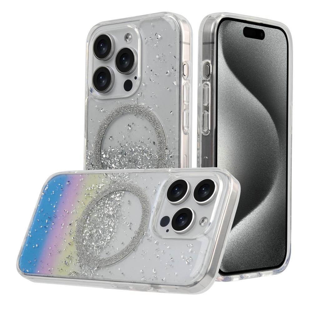 METKASE Glitter Transparent Shockproof MagSafe Case for iPhone 15 Pro, photo 4 of 10