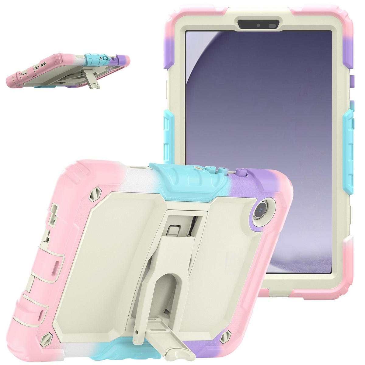 Samsung A9 8.7inch Heavy Duty Full Body Rugged Tablet Kickstand Case Cover - Beige/Camo Pink