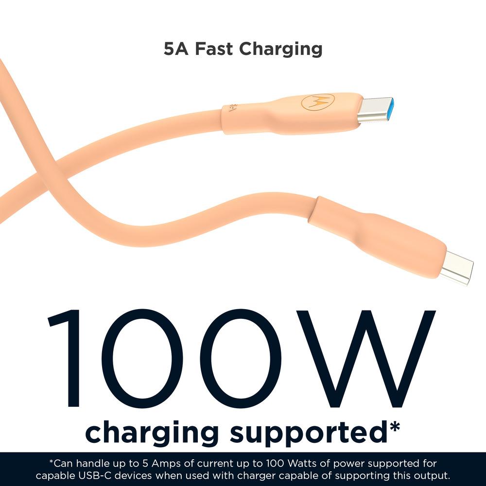 Motorola TurboPower Silicone 5A Black USB-C to USB-C Cable-PEACH