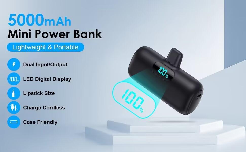 DSUY Pocket Power Bank 5000mAh (2-Pack) Mini Portable Charging Bank for Smartphones & USB Devices