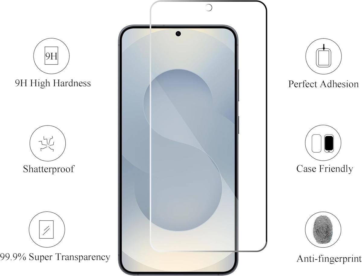 Tempered Glass Screen Protector for Samsung Galaxy S25 Plus – Scratch Resistant, HD Clear & Easy Install