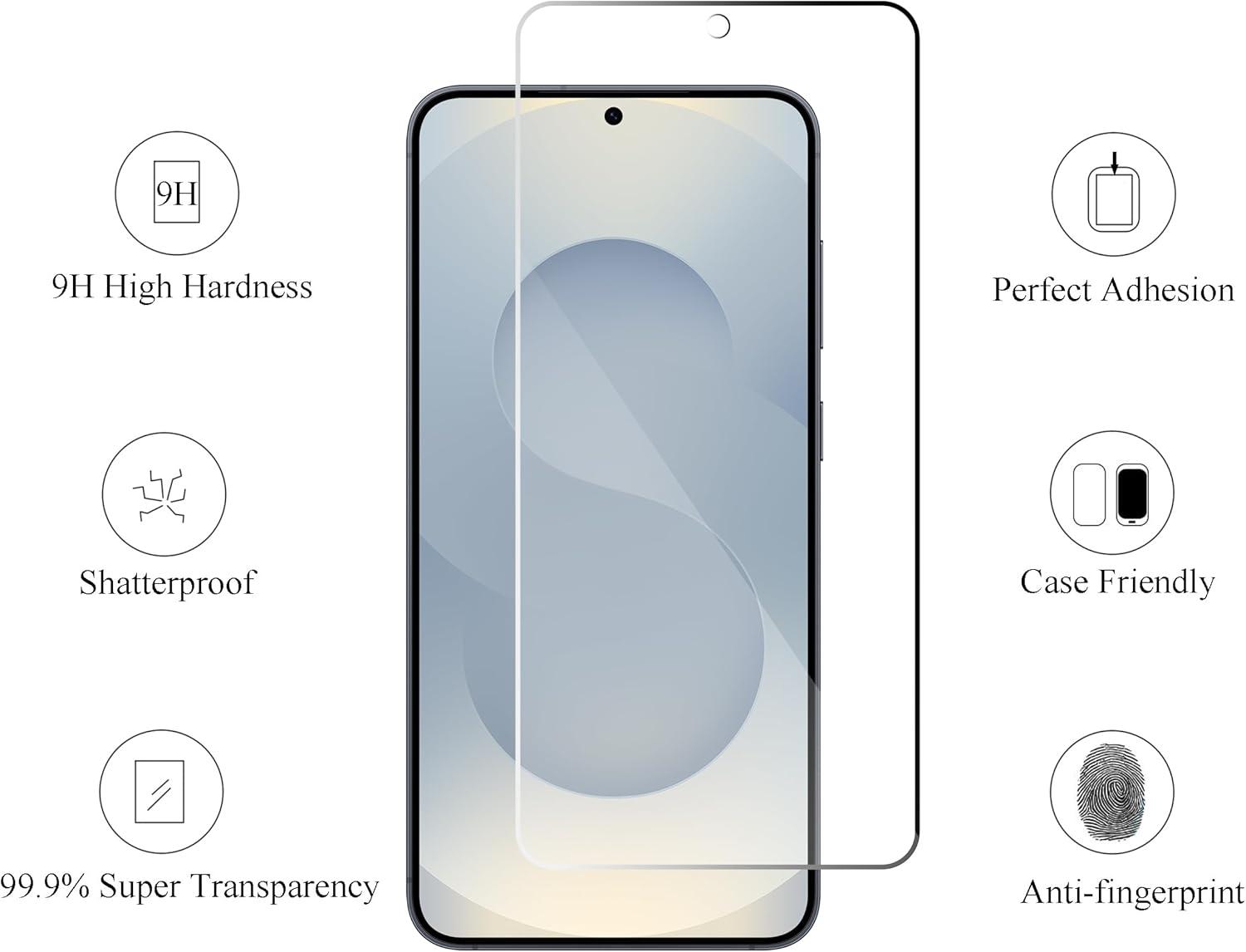 Tempered Glass Screen Protector for Samsung Galaxy S25 Plus – Scratch Resistant, HD Clear & Easy Install