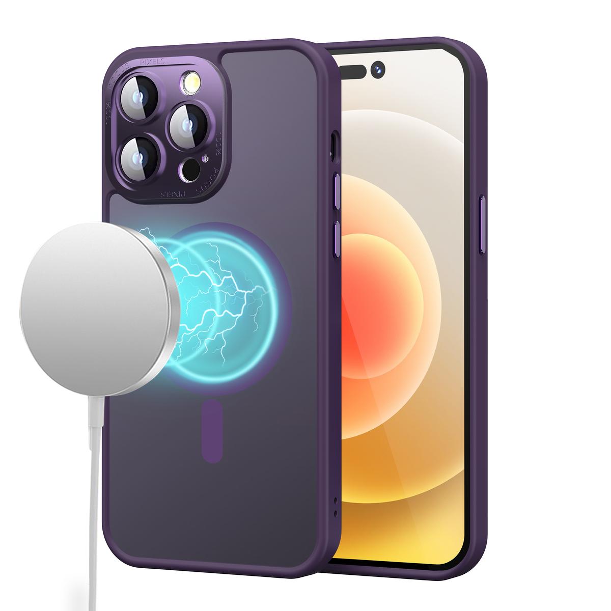 iPhone 15 Complete Protection HQ Hybrid with Metal Tempered Camera Glass - Purple