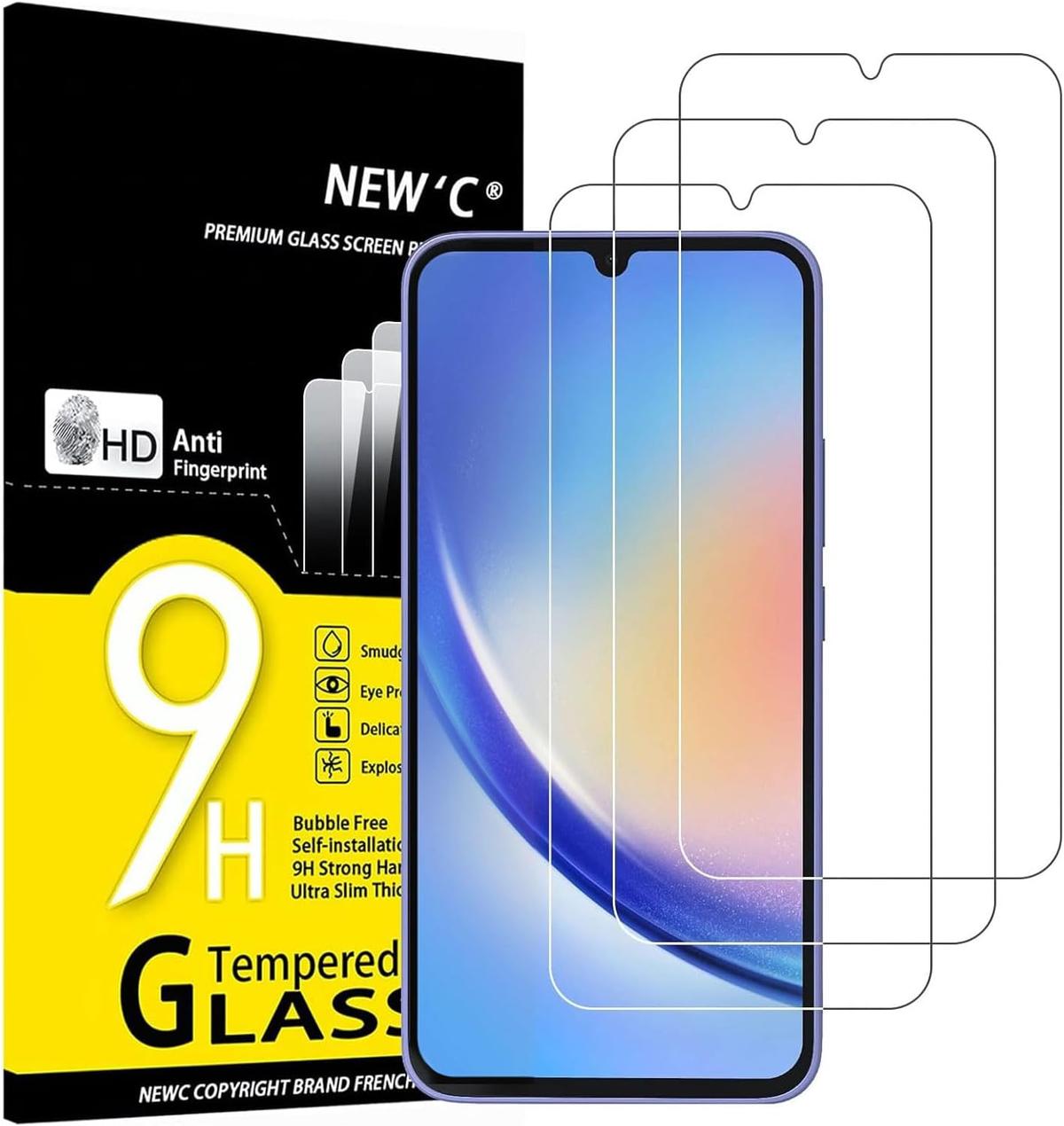 Pack of 3 Samsung Galaxy A34 5G Tempered Glass Screen Protectors – Ultra Durable, Anti-Scratch, HD Clarity & Easy Bubble-Free Install