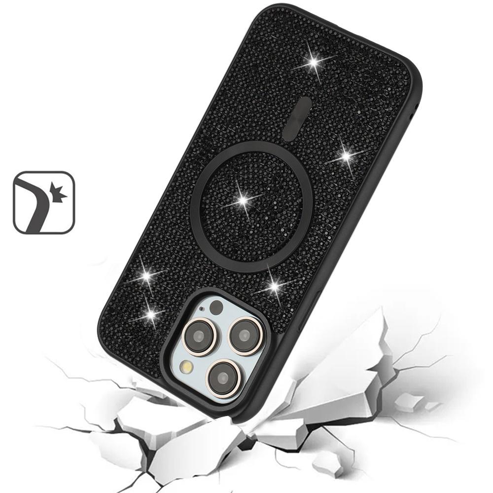For iPhone 14 PRO MAX 6.7" Diamond [Magnetic Circle] with CD Pattern Hybrid - Black, photo 3 of 3