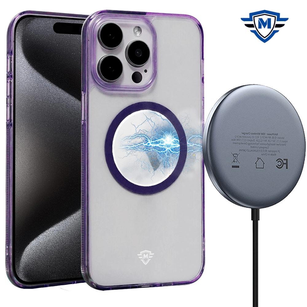 iPhone 15 METKASE Transparent [Magnetic Circle] Simplistic Hybrid - Purple