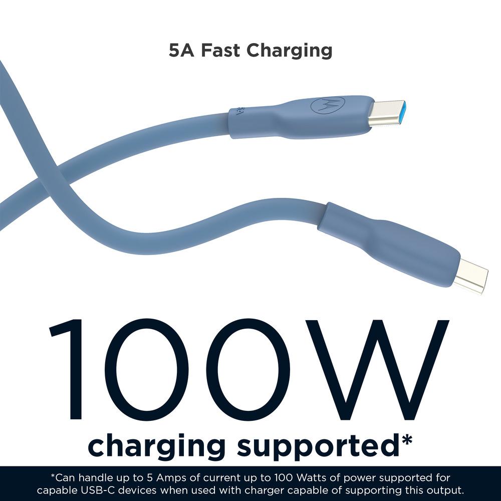Motorola TurboPower Silicone 5A Black USB-C to USB-C Cable-BLUE