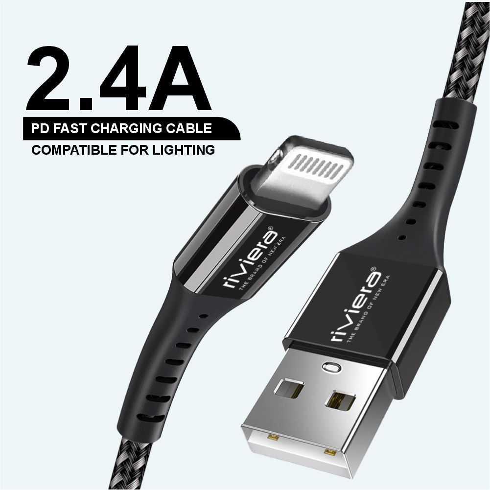 3 Feet Usb - Iphone Lightning - Mfi 2.4amp Fast Charging Cable - Riviera - Black Braided 17, photo 2 of 4