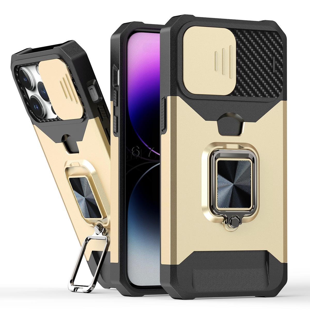 iPhone 15 Multi-Functional Magnetic Ring Stand Hybrid Case with Card Holder & Camera Protection, photo 5 of 7