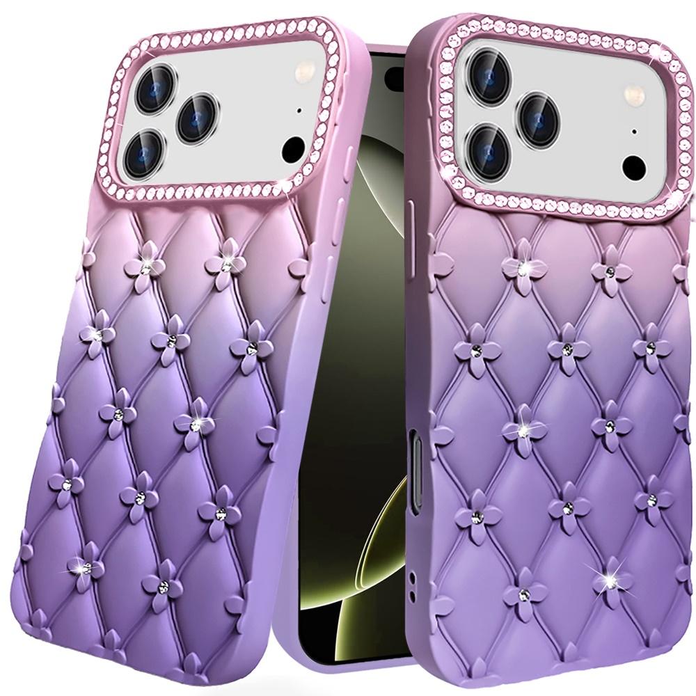 IPhone 17 Pro Cases Floral Joy Glitter Shimmer Leather Feel Thick TPU Case, photo 4 of 4